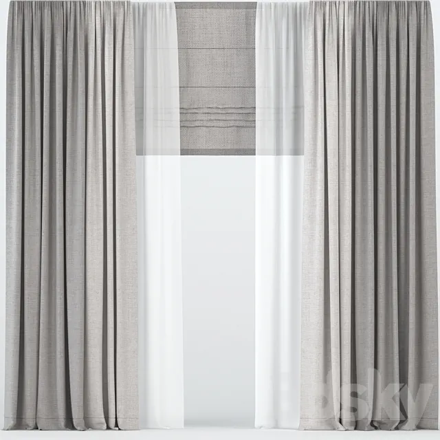 Curtains with tulle. 3DS Max Model