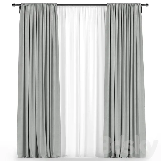 Curtains with tulle 3DS Max Model