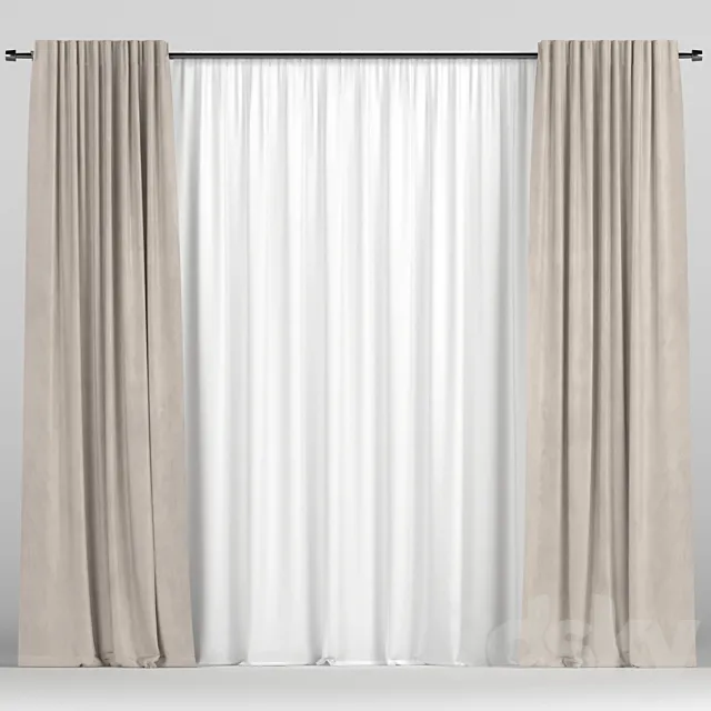 Curtains with tulle 3DSMax File