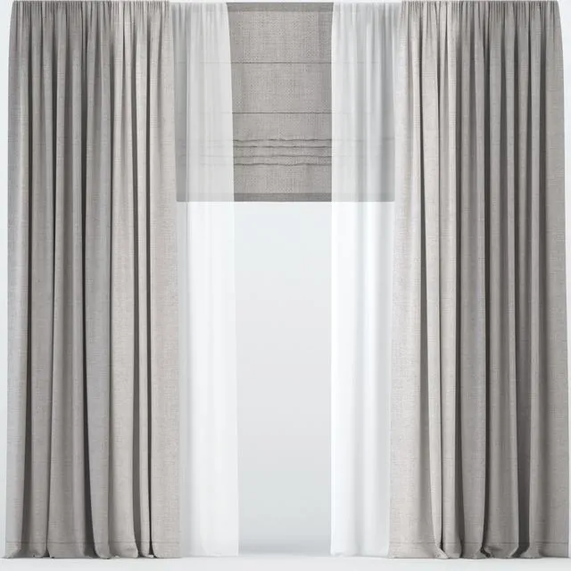 Curtains with tulle 3dsMax Model