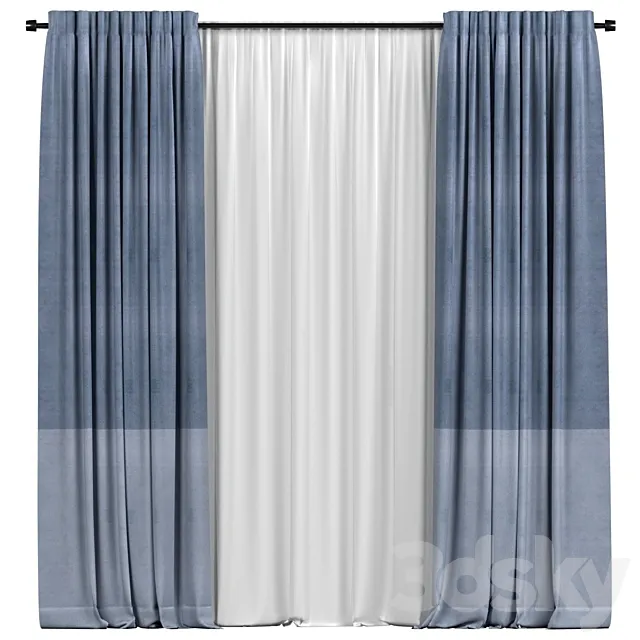 Curtains with tulle in two colors 3ds Max