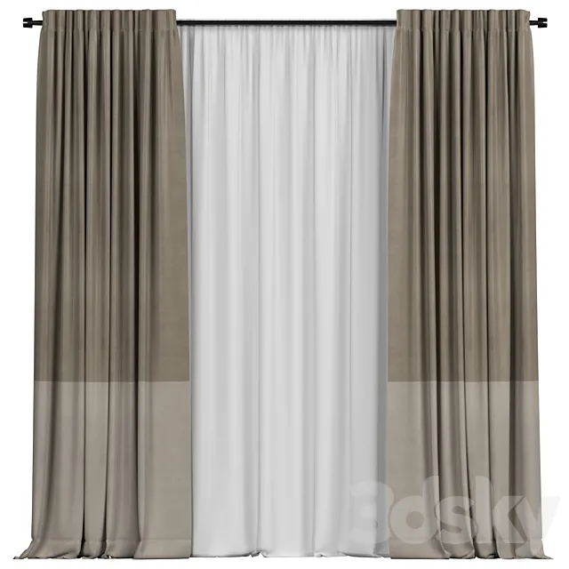 Curtains with tulle in two colors 3ds Max