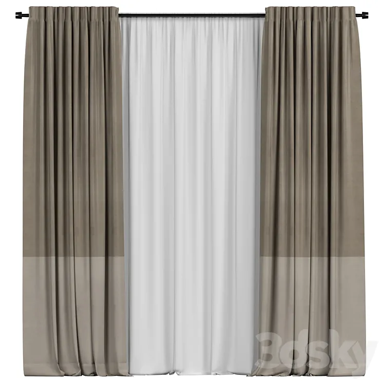 Curtains with tulle in two colors 3DS Max
