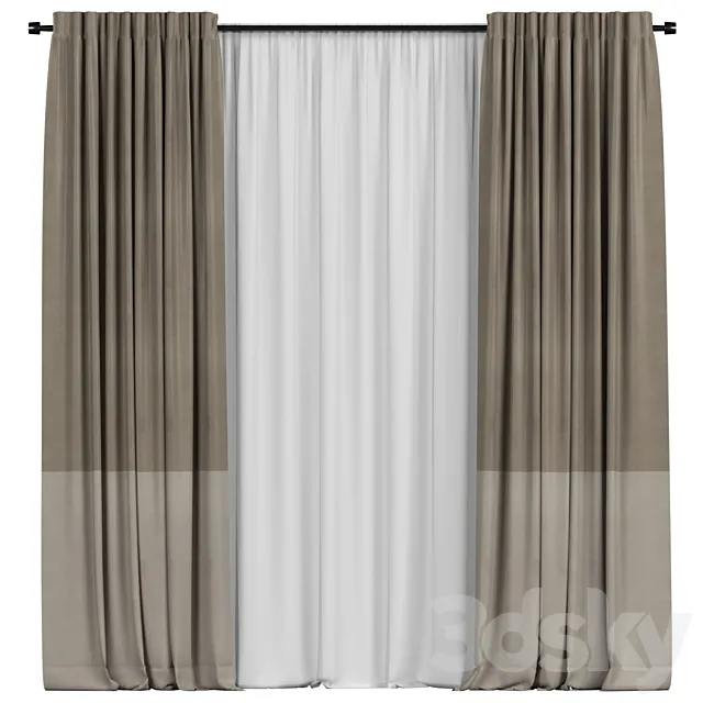 Curtains with tulle in two colors 3DSMax File