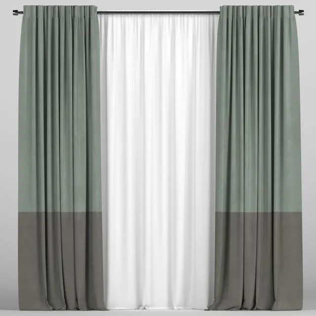 Curtains with tulle in two colors 3dsMax Model