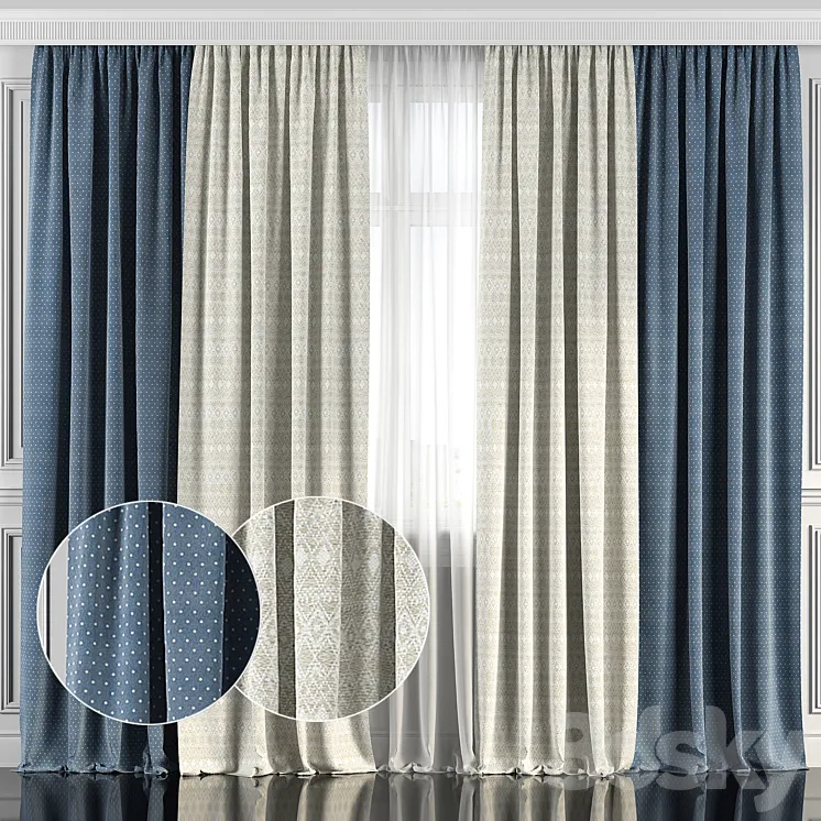 Curtains with window 134 3DS Max