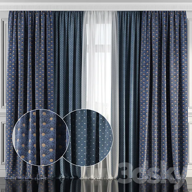 Curtains with window 144 3ds Max