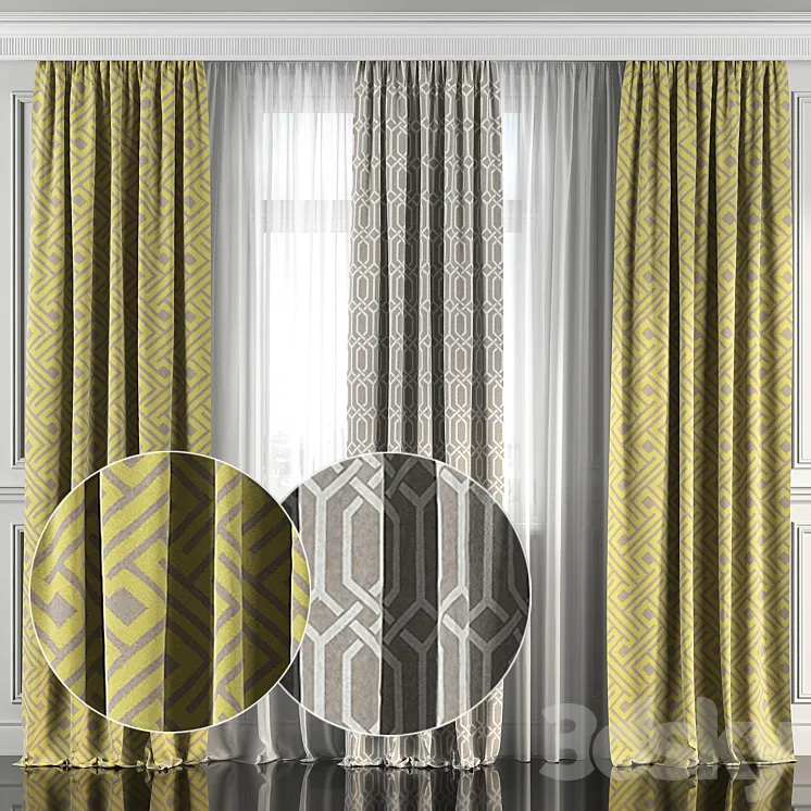 Curtains with window 155 3DS Max