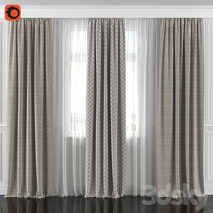 Curtains with window 162C 3DS Max