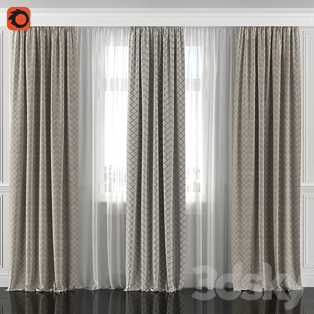 Curtains with window 162C 3DSMax File