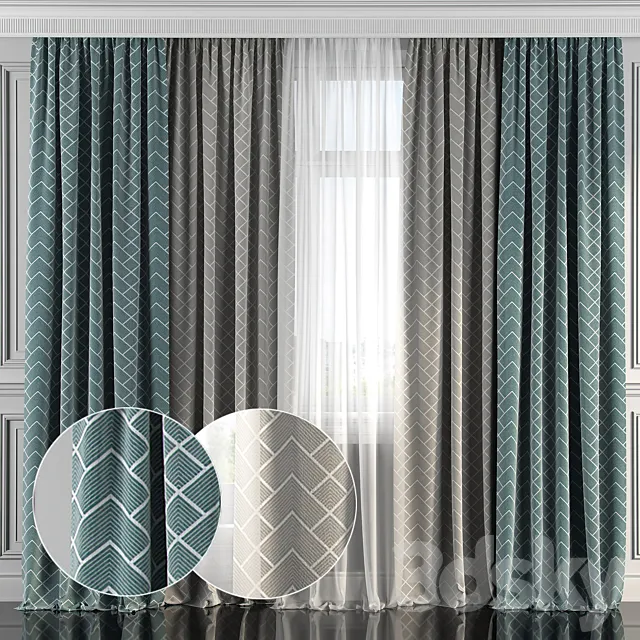 Curtains with window 163 3DSMax File