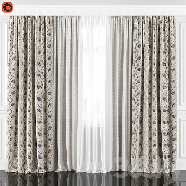 Curtains with window 182C 3ds Max