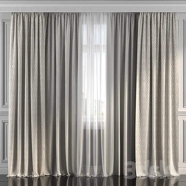 Curtains with window 190 3DS Max