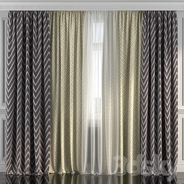 Curtains with window 195 3ds Max