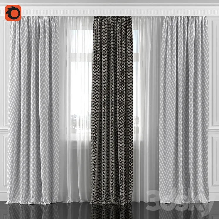 Curtains with window 196C 3DS Max