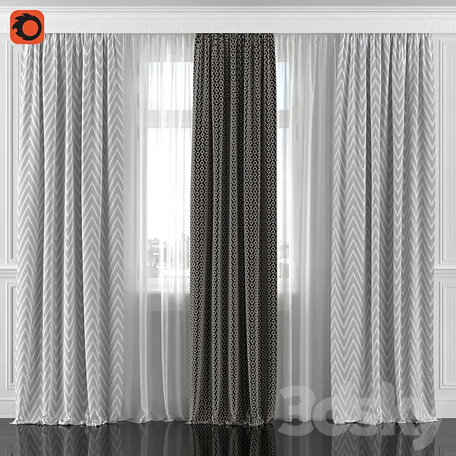 Curtains with window 196C 3DSMax File