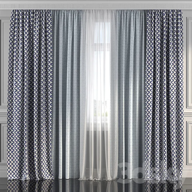 Curtains with window 212 3ds Max