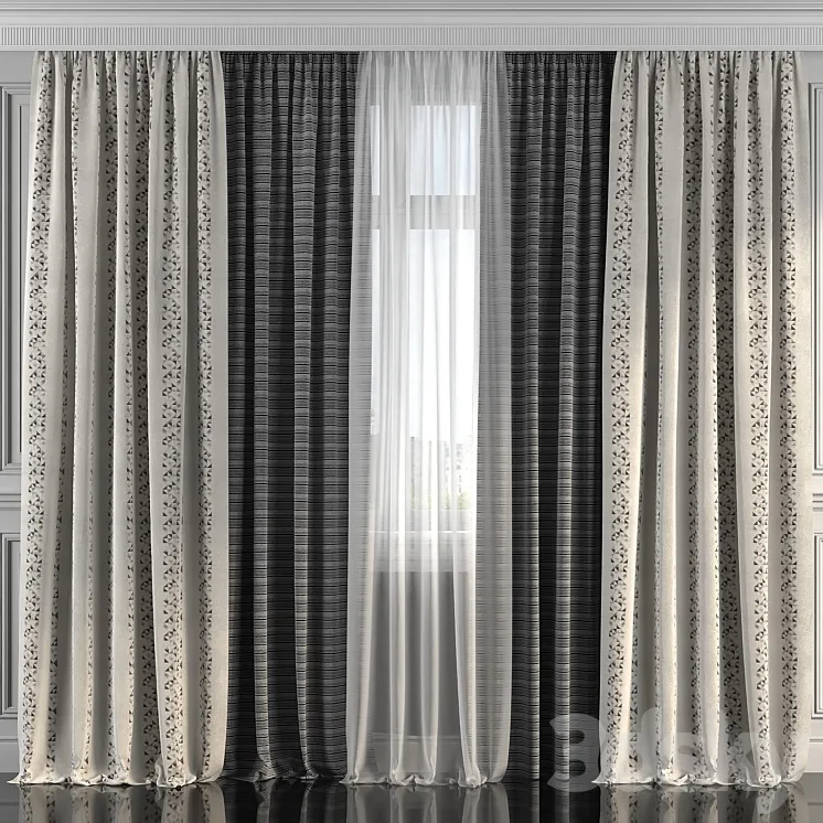 Curtains with window 233 3DS Max