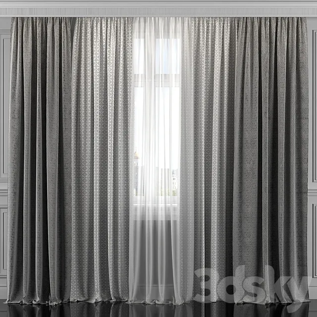 Curtains with window 309 3ds Max