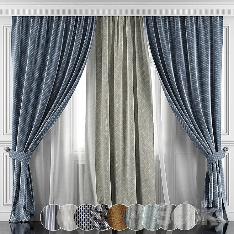 Curtains with window 360-365 3DS Max Model