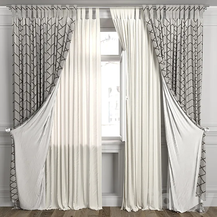 Curtains with window 484C 3DS Max