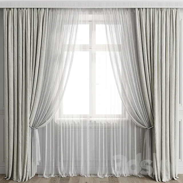 Curtains with window 499C 3ds Max