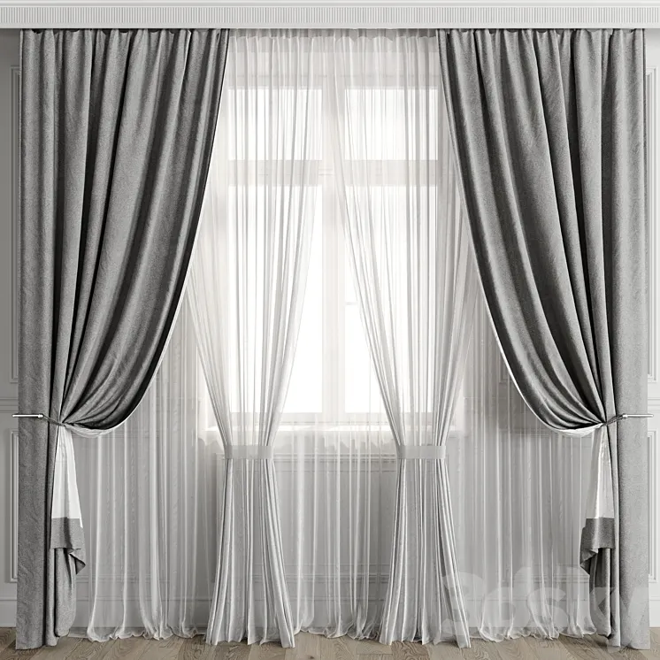 Curtains with window 501C 3DS Max Model