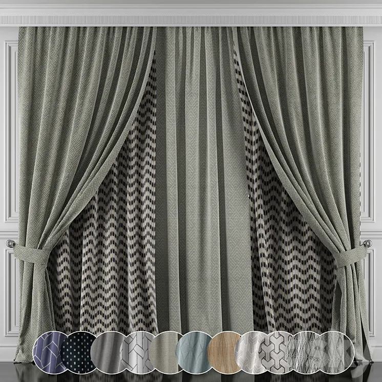 Curtains with window and moldings 426-431 3DS Max