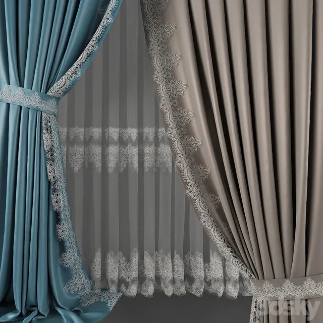 Curtein_03 with lace tulle 3dsMax Model