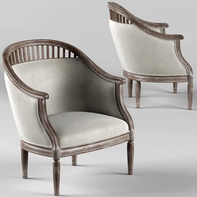 Curtis Ivory Rounded Ladder Armchair 3dsMax Model