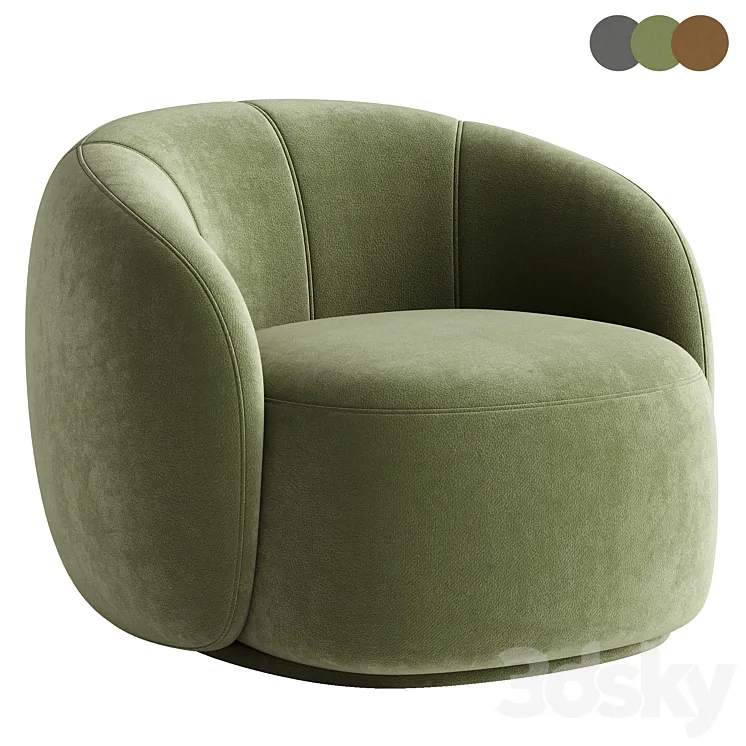 Curved Lounge Chair – Merlot 3DS Max Model