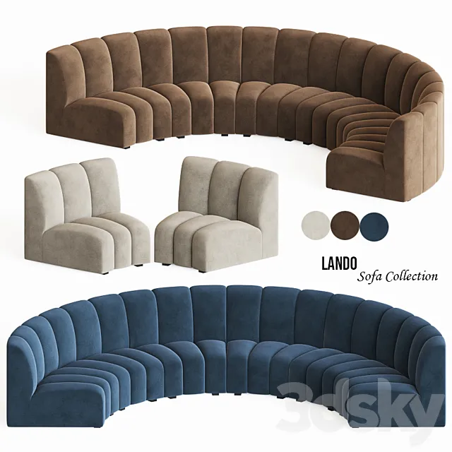 Curved Modular Sofa Eichholtz Lando 3ds Max