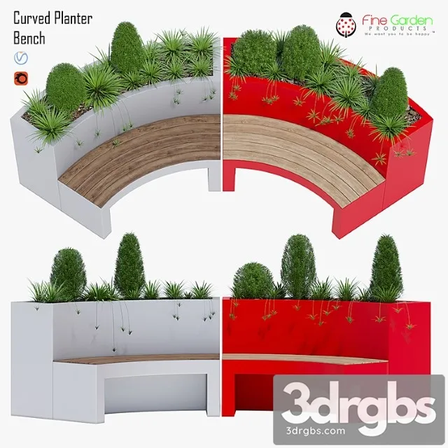 Curved Planter Bench One 3dsmax Download