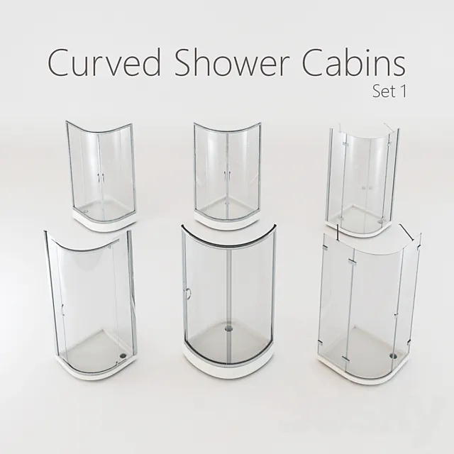 Curved Shower Cabins Set 1 3DSMax File