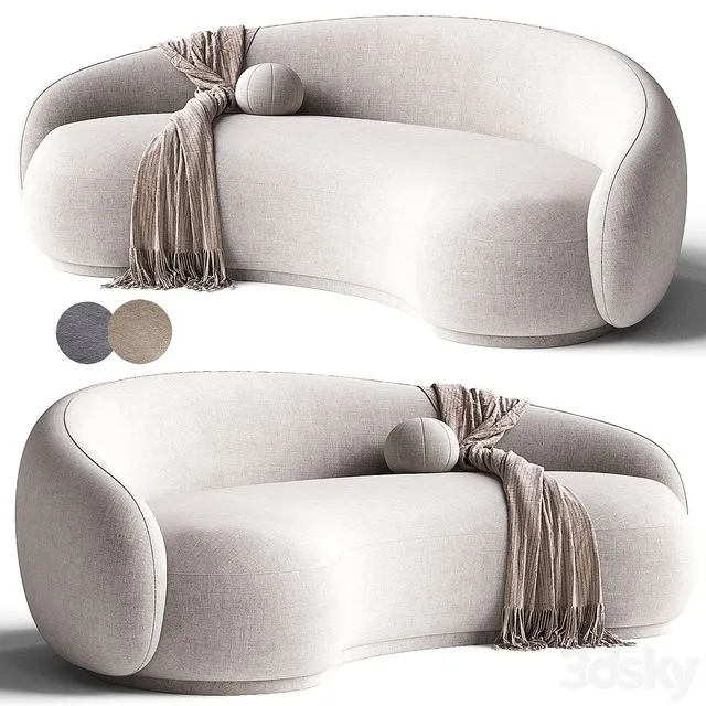 Curved Sofa with plaid 3dsMax Model