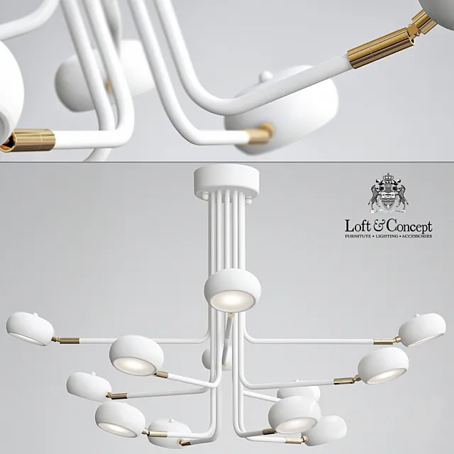 Curved Stix Chandelier 12 White 3ds Max