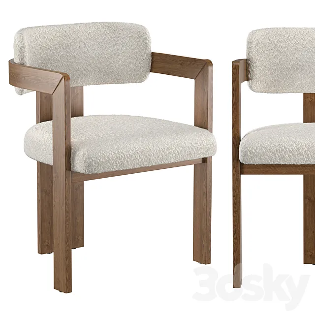 Curved Walnut Dining Chair 3ds Max