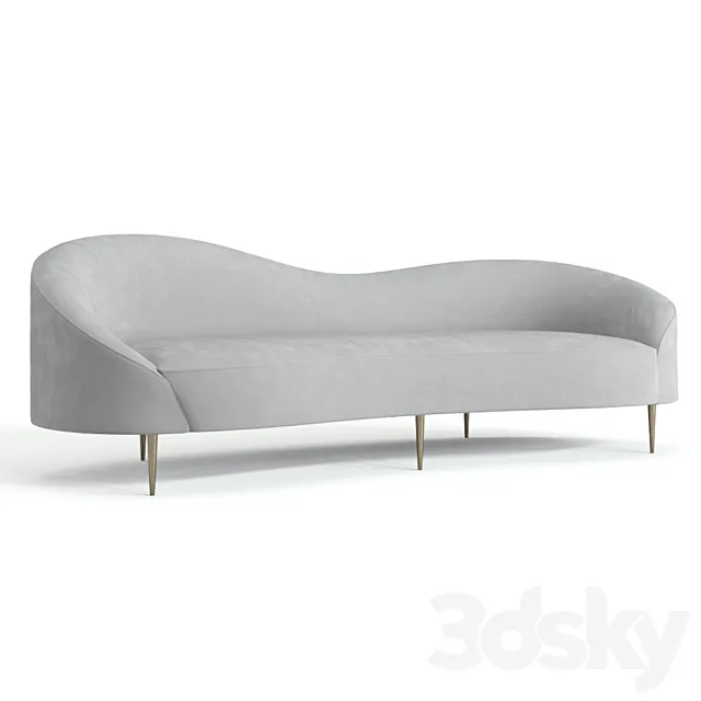Curvo Light Gray Velvet Sofa 3DS Max Model