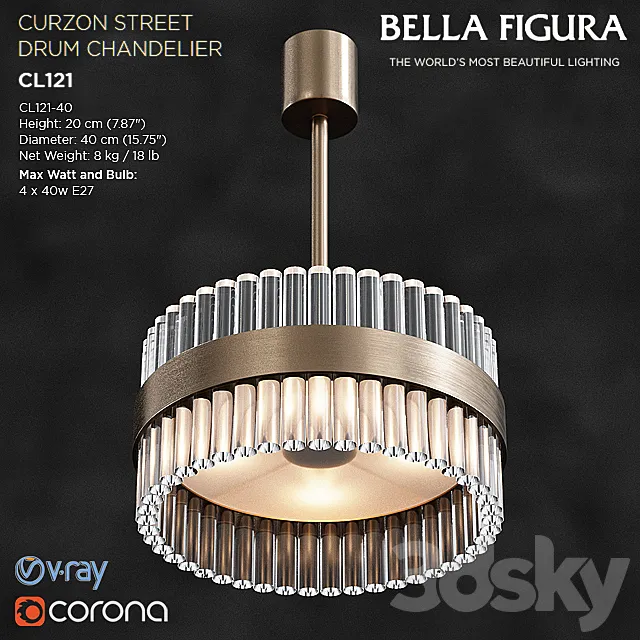 CURZON STREET DRUM CHANDELIER CL121-40 3DS Max Model