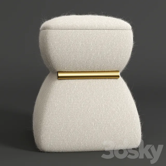 Cusi Modern Pouf in White Mohair 3ds Max