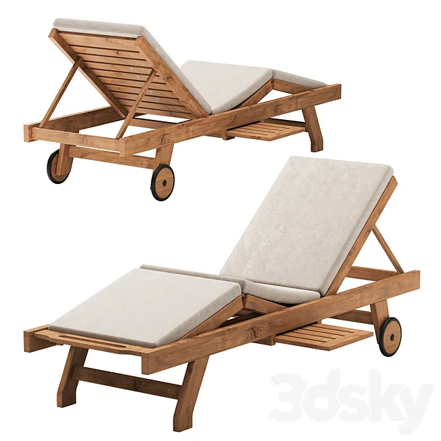 Cyan Teak Furniture – Luxury Sun Lounger with cushion 3DS Max Model