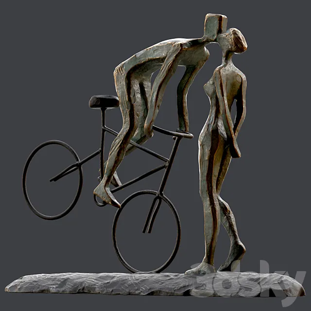 Cyclist In Love Handmade Statue Home Decor Art 3DSMax File