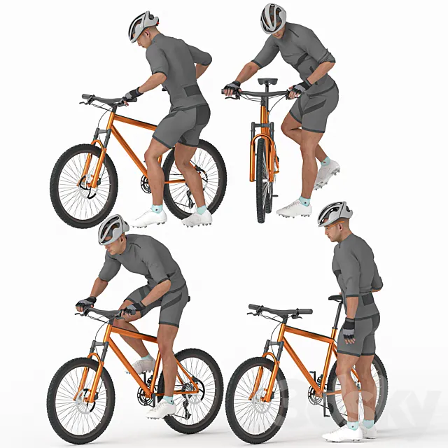 Cyclist Man in 04 Poses 3DS Max Model