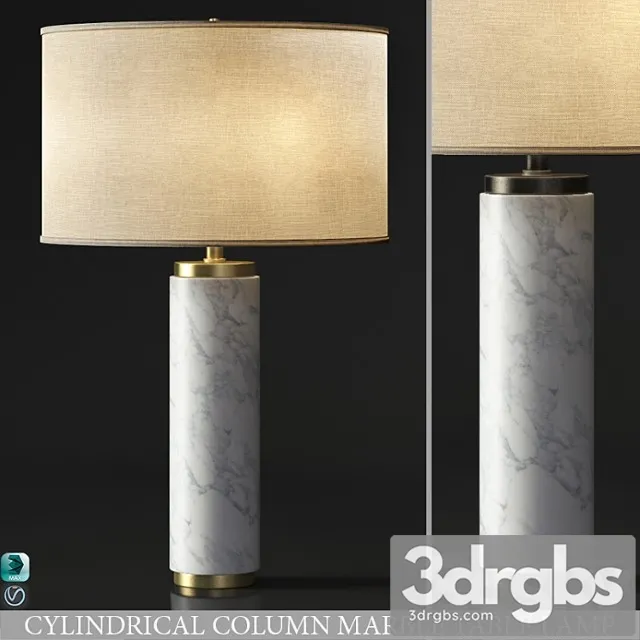 Cylindrical Column Marble Table Lamp 3dsmax Download