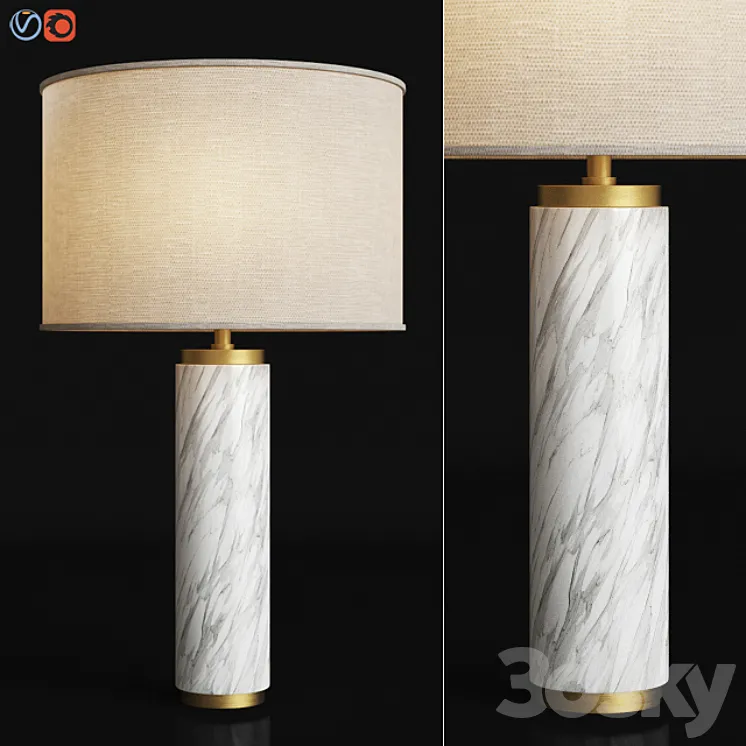 Cylindrical Column Marble Table Lamp 3DS Max
