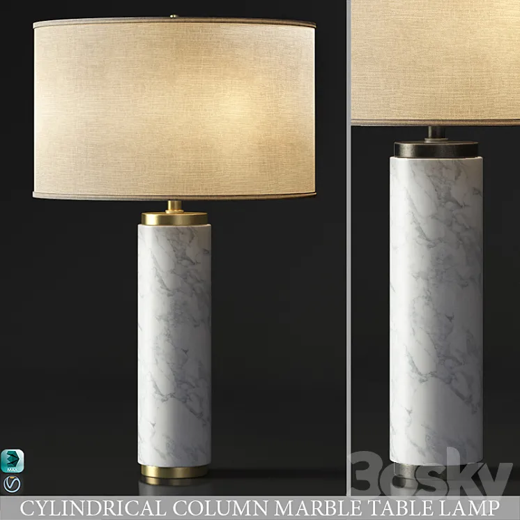 CYLINDRICAL COLUMN MARBLE TABLE LAMP 3DS Max