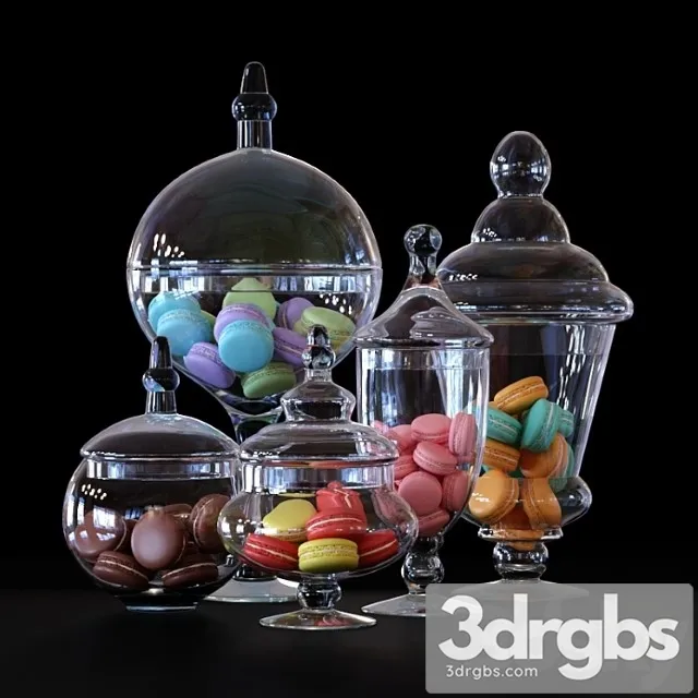Cys Glass Candy Buffet Jar And Macaroons 3dsmax Download