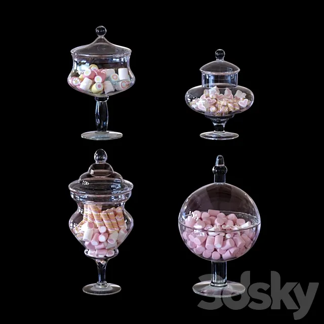 CYS Glass Candy Buffet Jar and Marshmallow 3DSMax File