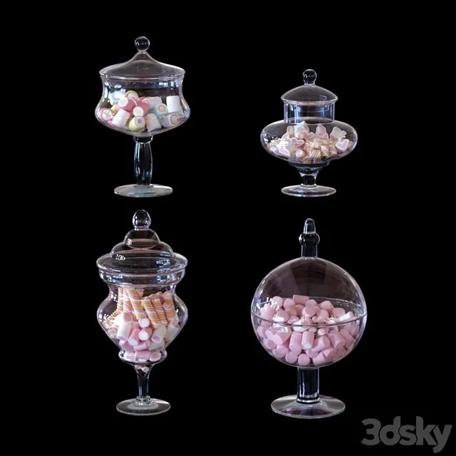 CYS Glass Candy Buffet Jar and Marshmallow 3dsMax Model