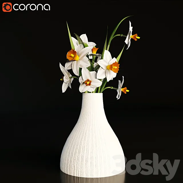 Daffodils in a vase 3DSMax File